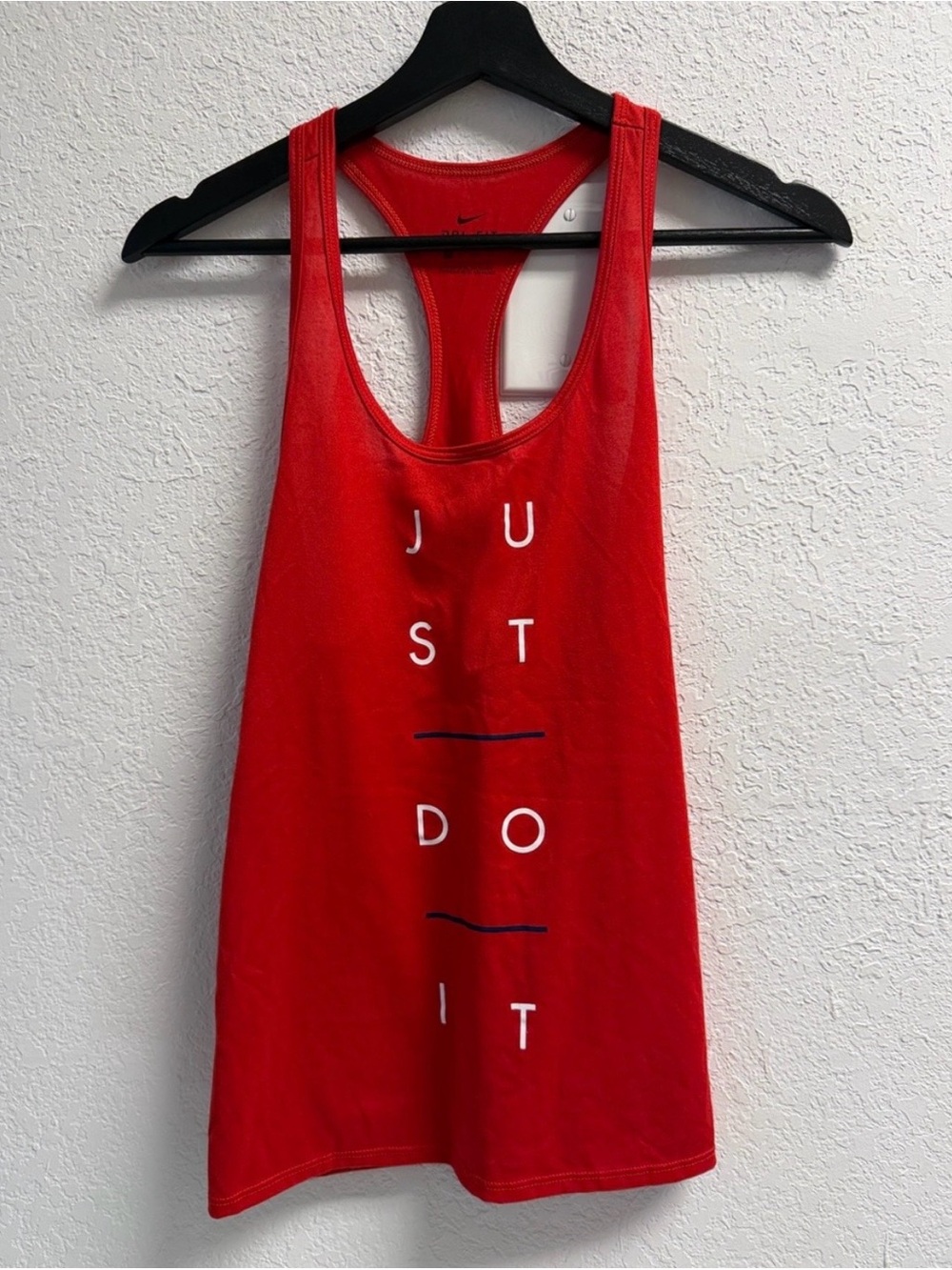 Nike Red Racerback Tank with Vertical 'JUST DO IT'